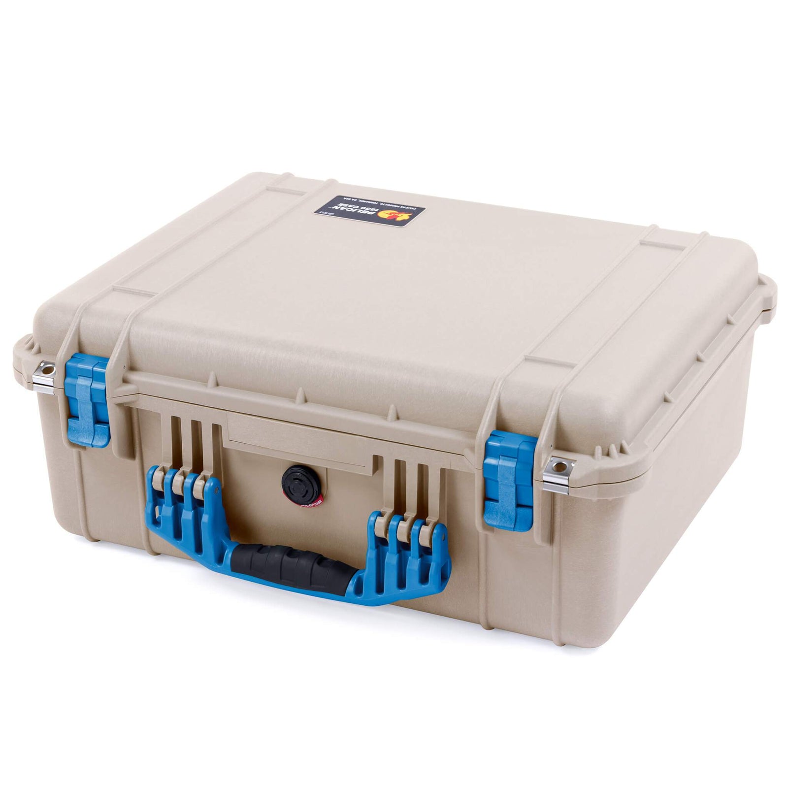 Pelican 1550 Case, Desert Tan with Blue Handle & Latches ColorCase 
