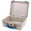 Pelican 1550 Case, Desert Tan with Blue Handle & Latches None (Case Only) ColorCase 015500-0000-310-120