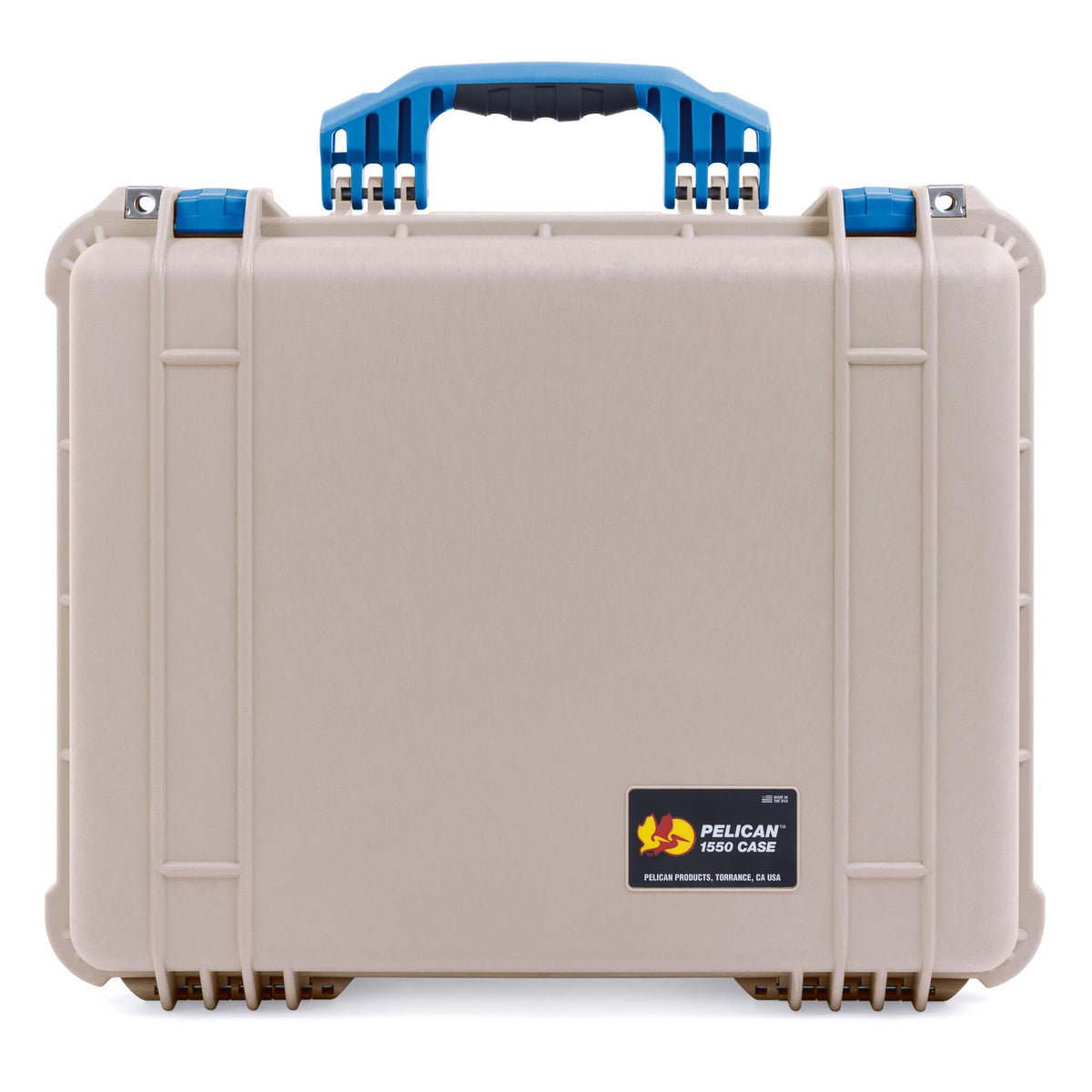 Pelican 1550 Case, Desert Tan with Blue Handle &amp; Latches ColorCase 