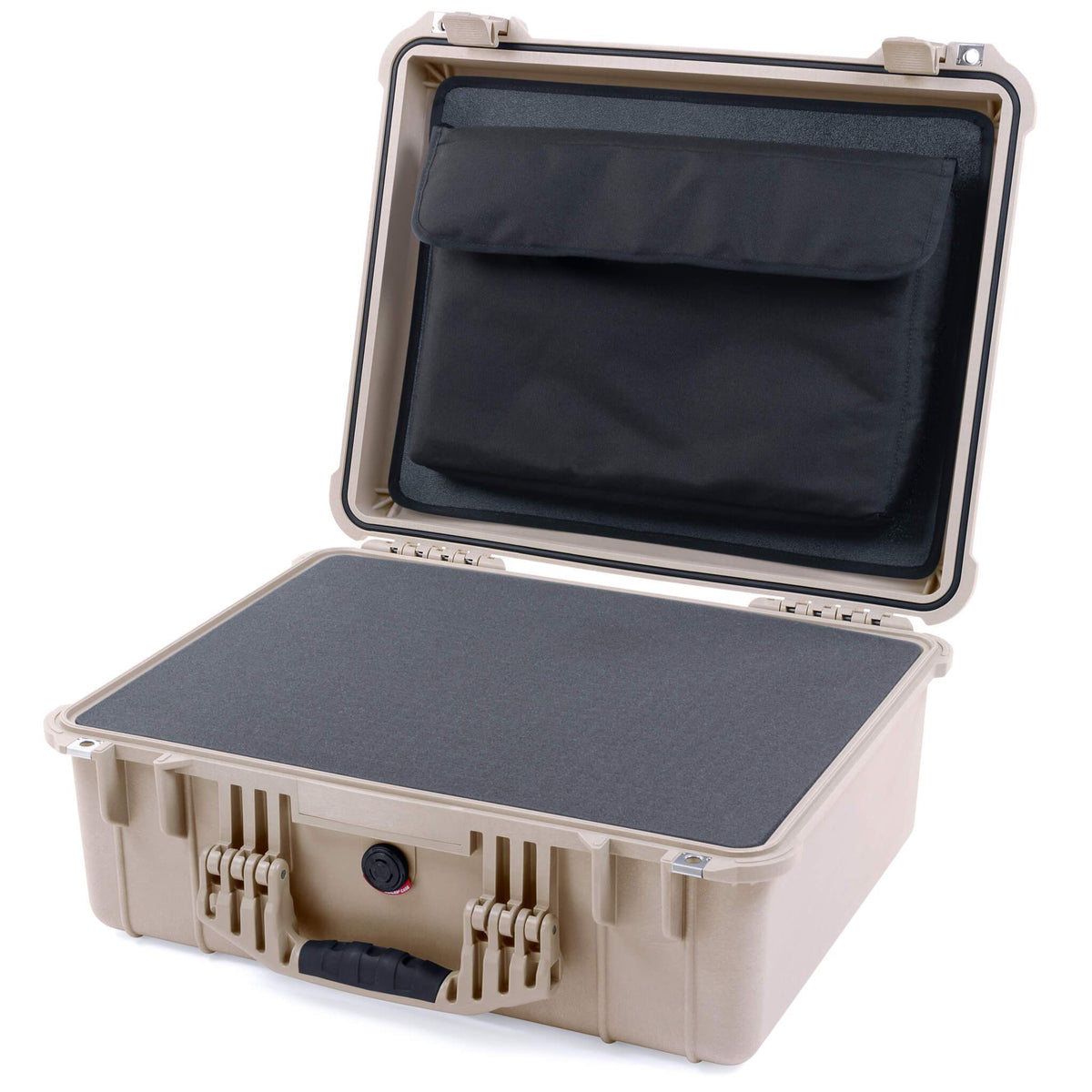 Pelican 1550 Case, Desert Tan Pick &amp; Pluck Foam with Computer Pouch ColorCase 015500-0201-310-310
