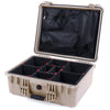 Pelican 1550 Case, Desert Tan TrekPak Divider System with Mesh Lid Organizer ColorCase 015500-0120-310-310