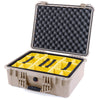 Pelican 1550 Case, Desert Tan Yellow Padded Microfiber Dividers with Convolute Lid Foam ColorCase 015500-0010-310-310