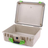 Pelican 1550 Case, Desert Tan with Lime Green Handle & Latches None (Case Only) ColorCase 015500-0000-310-300
