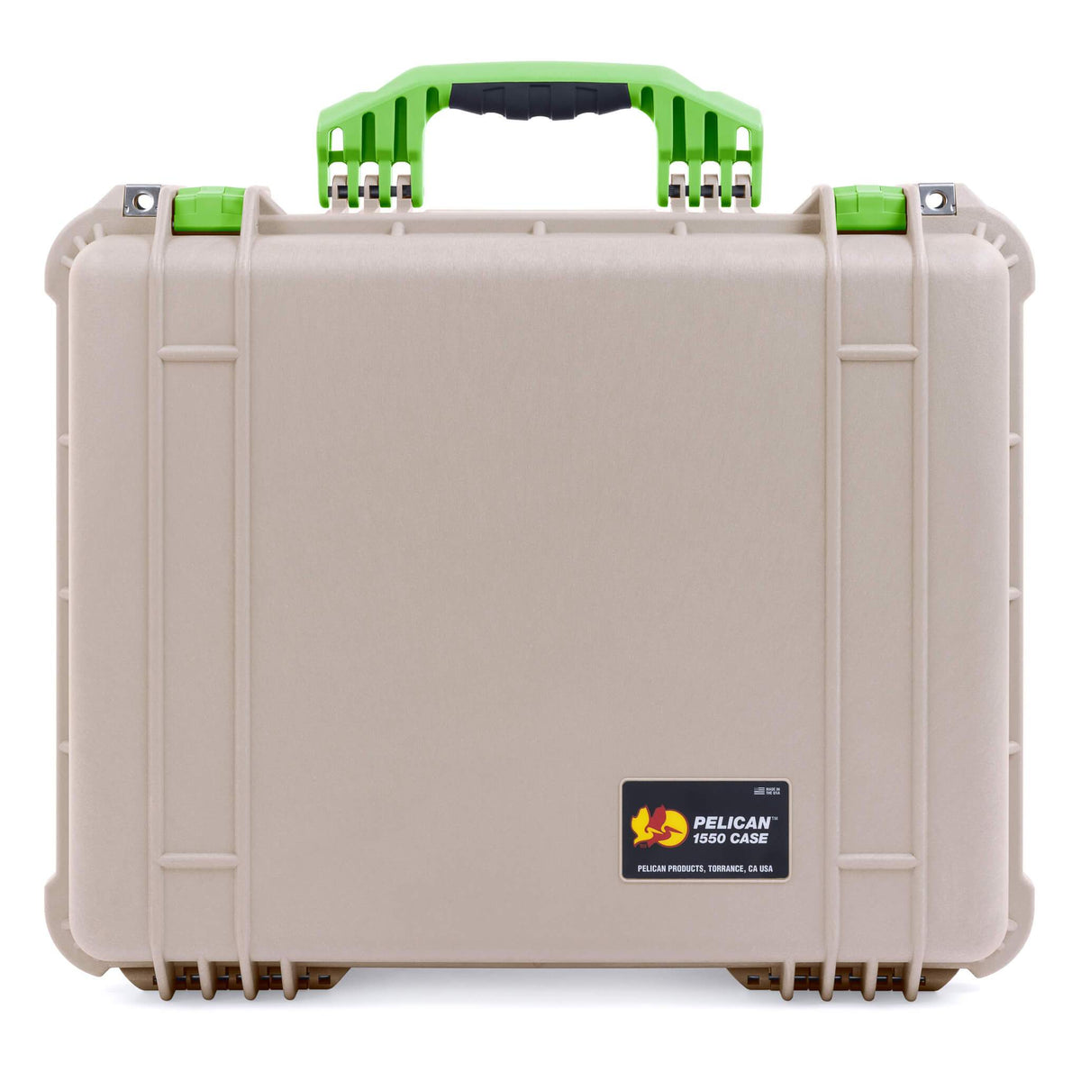 Pelican 1550 Case, Desert Tan with Lime Green Handle &amp; Latches ColorCase 