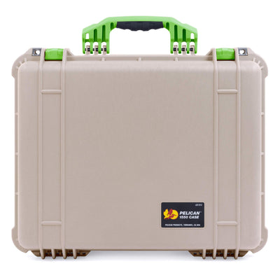 Pelican 1550 Case, Desert Tan with Lime Green Handle & Latches ColorCase