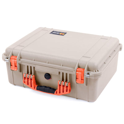 Pelican 1550 Case, Desert Tan with Orange Handle & Latches ColorCase