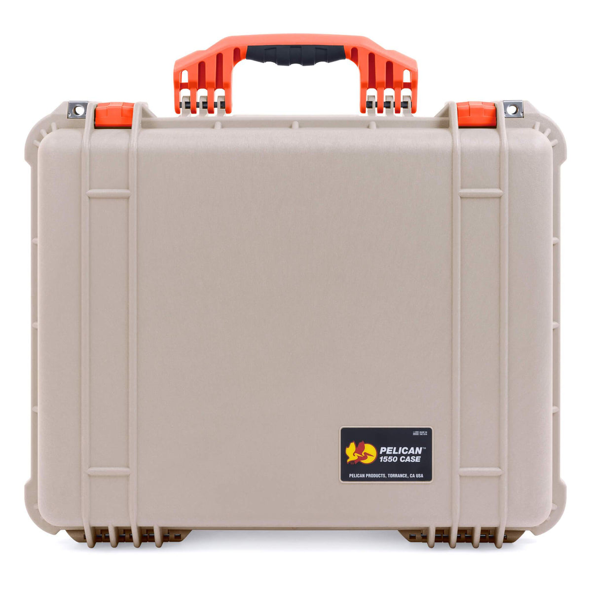 Pelican 1550 Case, Desert Tan with Orange Handle &amp; Latches ColorCase 