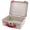 Pelican 1550 Case, Desert Tan with Red Handle & Latches None (Case Only) ColorCase 015500-0000-310-320
