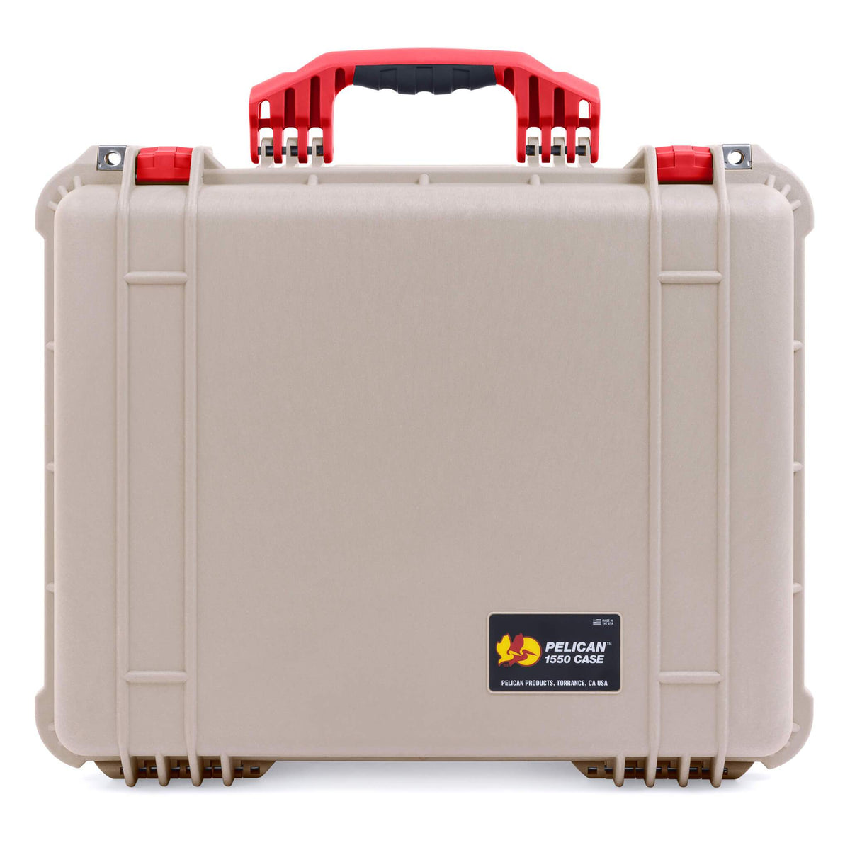 Pelican 1550 Case, Desert Tan with Red Handle &amp; Latches ColorCase 