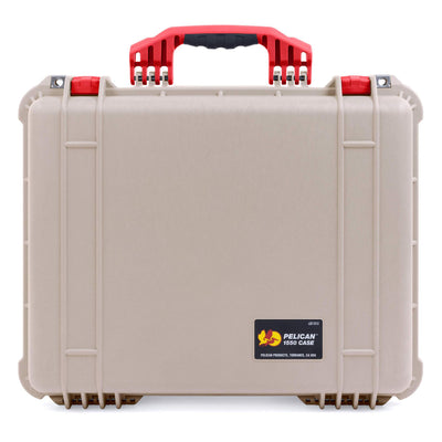 Pelican 1550 Case, Desert Tan with Red Handle & Latches ColorCase