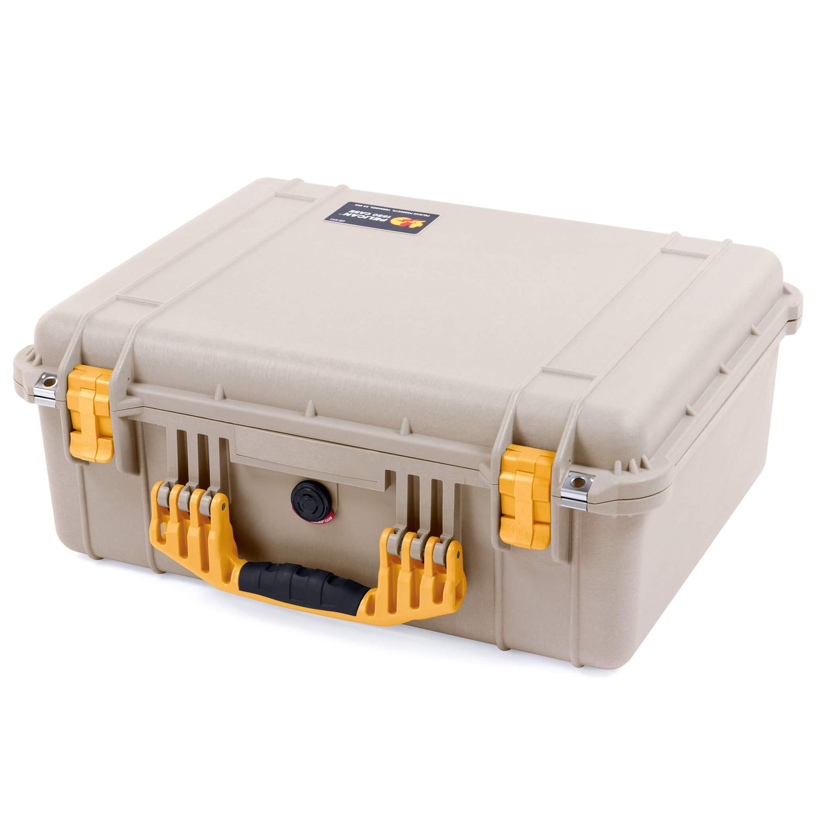 Pelican 1550 Case, Desert Tan with Yellow Handle & Latches ColorCase 