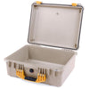 Pelican 1550 Case, Desert Tan with Yellow Handle & Latches None (Case Only) ColorCase 015500-0000-310-240