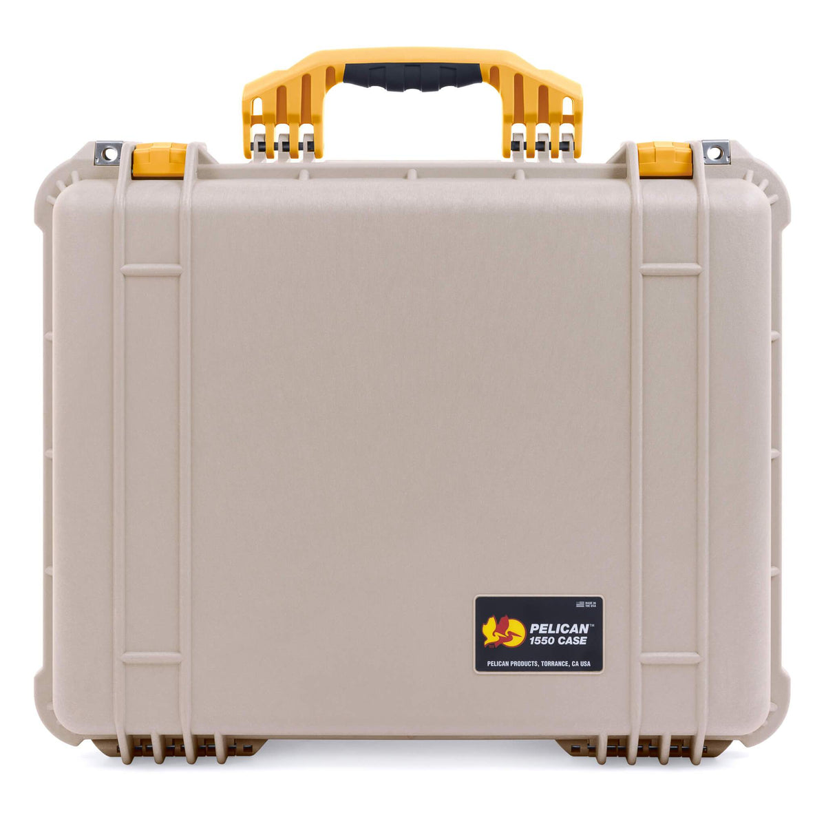 Pelican 1550 Case, Desert Tan with Yellow Handle &amp; Latches ColorCase 