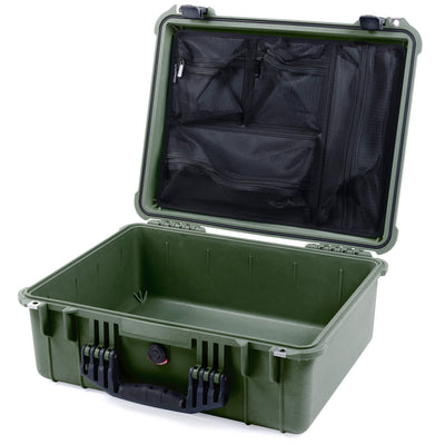 Pelican 1550 Case, OD Green with Black Handle & Latches Mesh Lid Organizer Only ColorCase 015500-0100-130-110