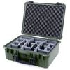 Pelican 1550 Case, OD Green with Black Handle & Latches Gray Padded Microfiber Dividers with Convolute Lid Foam ColorCase 015500-0070-130-110