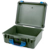 Pelican 1550 Case, OD Green with Blue Handle & Latches None (Case Only) ColorCase 015500-0000-130-120
