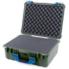 Pelican 1550 Case, OD Green with Blue Handle & Latches Pick & Pluck Foam with Convolute Lid Foam ColorCase 015500-0001-130-120