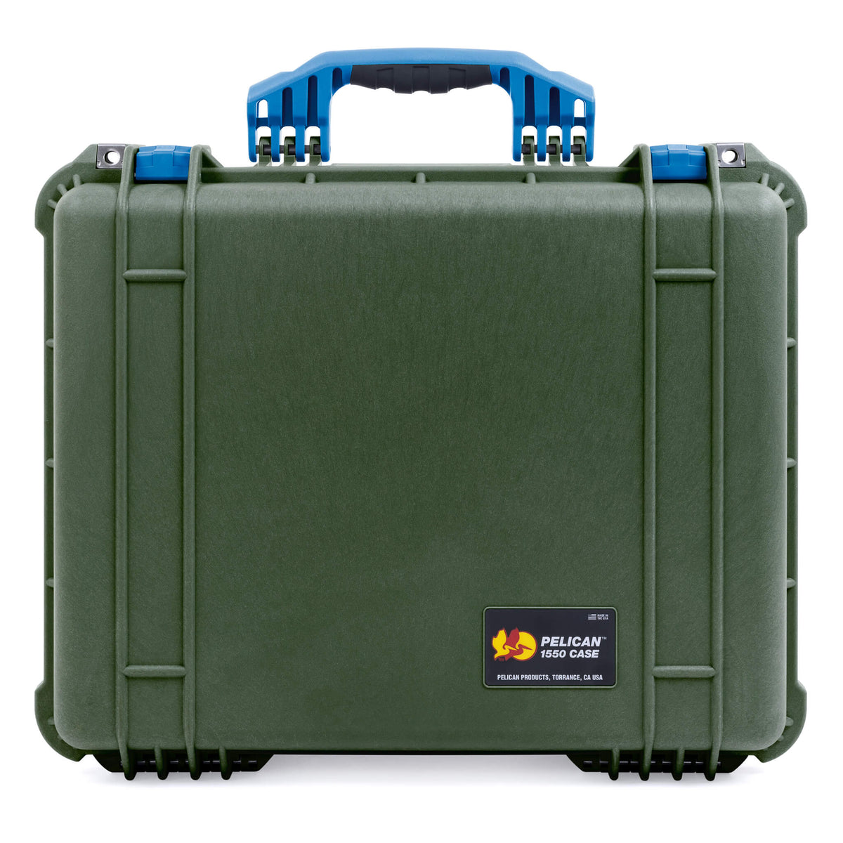 Pelican 1550 Case, OD Green with Blue Handle &amp; Latches ColorCase 