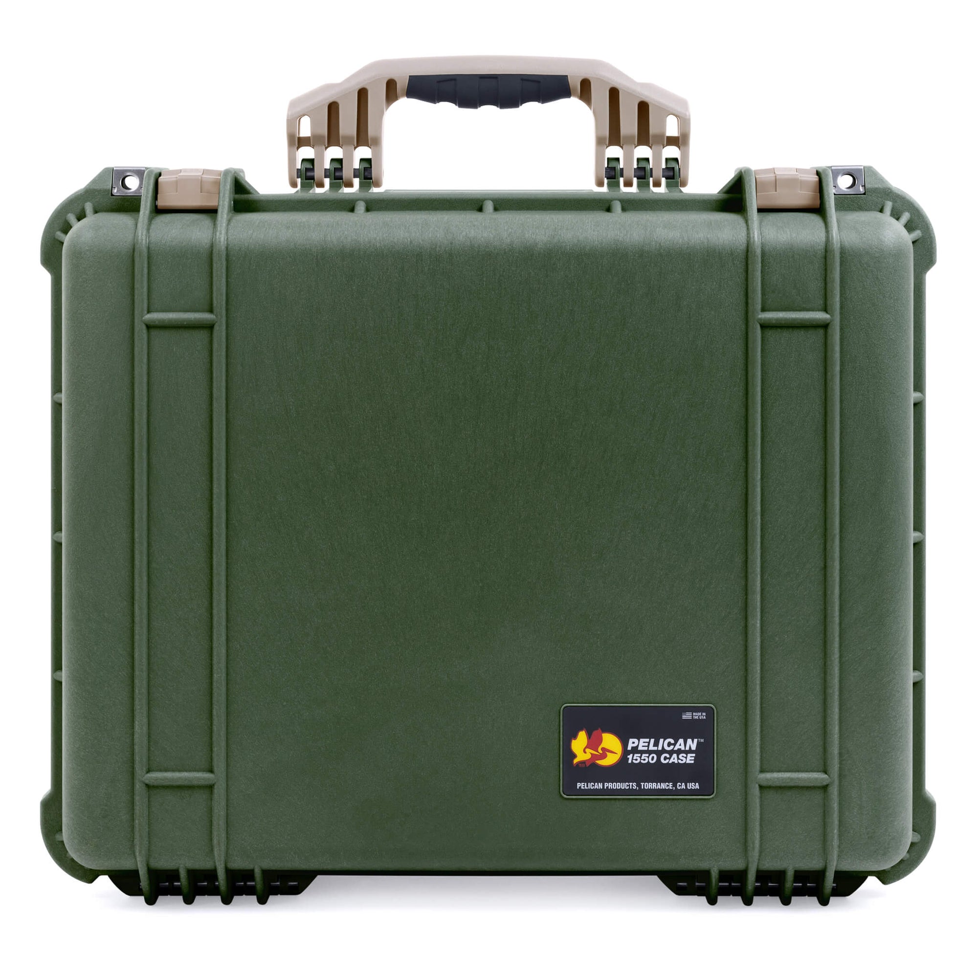Pelican 1550 Case, OD Green with Desert Tan Handle & Latches ColorCase 