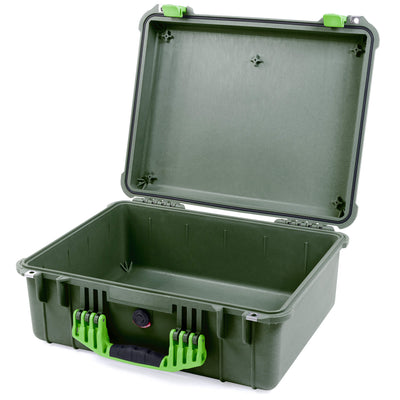 Pelican 1550 Case, OD Green with Lime Green Handle & Latches None (Case Only) ColorCase 015500-0000-130-300