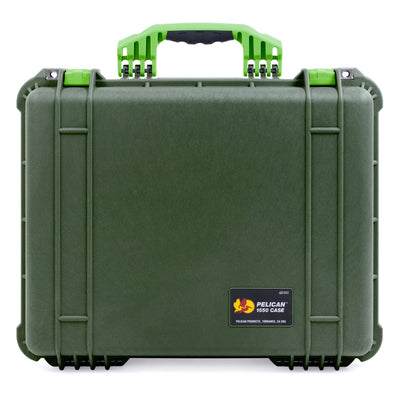 Pelican 1550 Case, OD Green with Lime Green Handle & Latches ColorCase