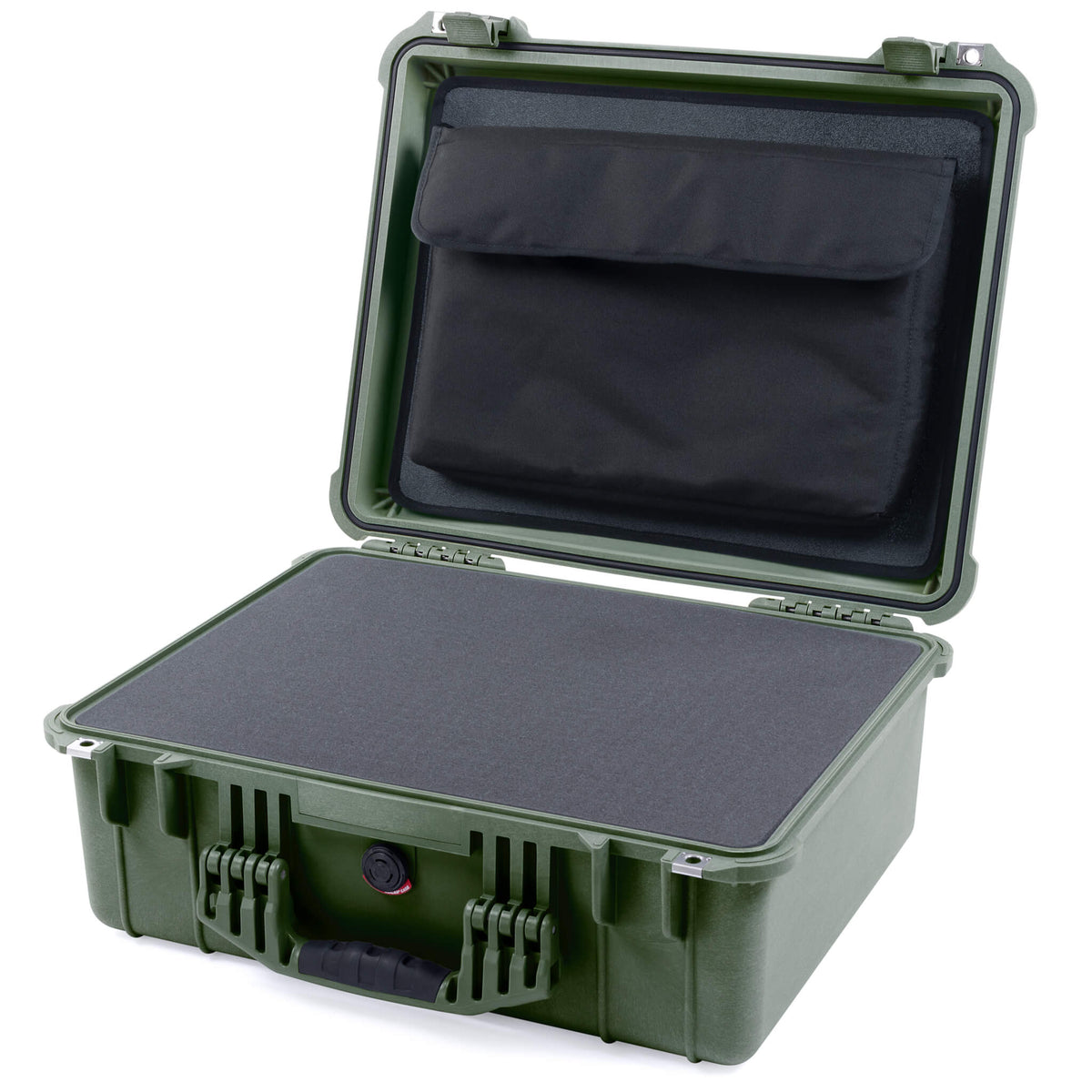 Pelican 1550 Case, OD Green Pick &amp; Pluck Foam with Computer Pouch ColorCase 015500-0201-130-130