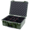 Pelican 1550 Case, OD Green TrekPak Divider System with Convolute Lid Foam ColorCase 015500-0020-130-130