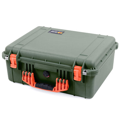 Pelican 1550 Case, OD Green with Orange Handle & Latches ColorCase
