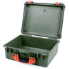 Pelican 1550 Case, OD Green with Orange Handle & Latches None (Case Only) ColorCase 015500-0000-130-150