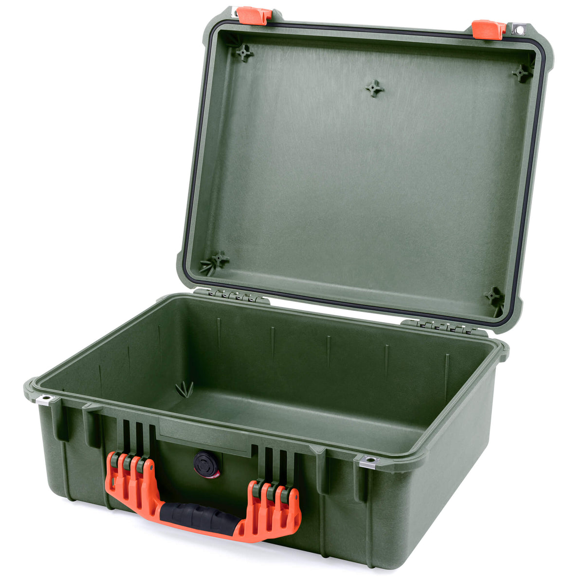Pelican 1550 Case, OD Green with Orange Handle &amp; Latches None (Case Only) ColorCase 015500-0000-130-150