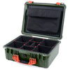 Pelican 1550 Case, OD Green with Orange Handle & Latches TrekPak Divider System with Computer Pouch ColorCase 015500-0220-130-150