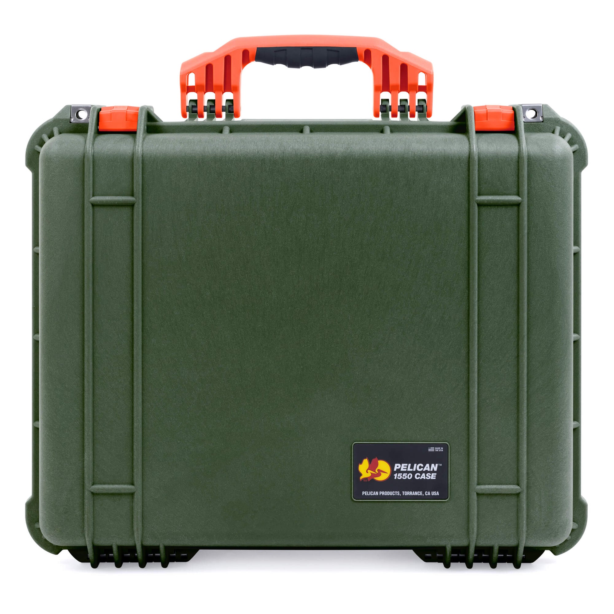 Pelican 1550 Case, OD Green with Orange Handle & Latches ColorCase 