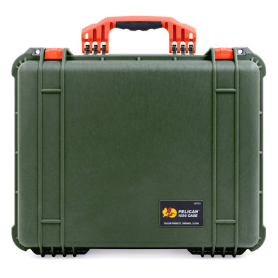 Pelican 1550 Case, OD Green with Orange Handle & Latches ColorCase