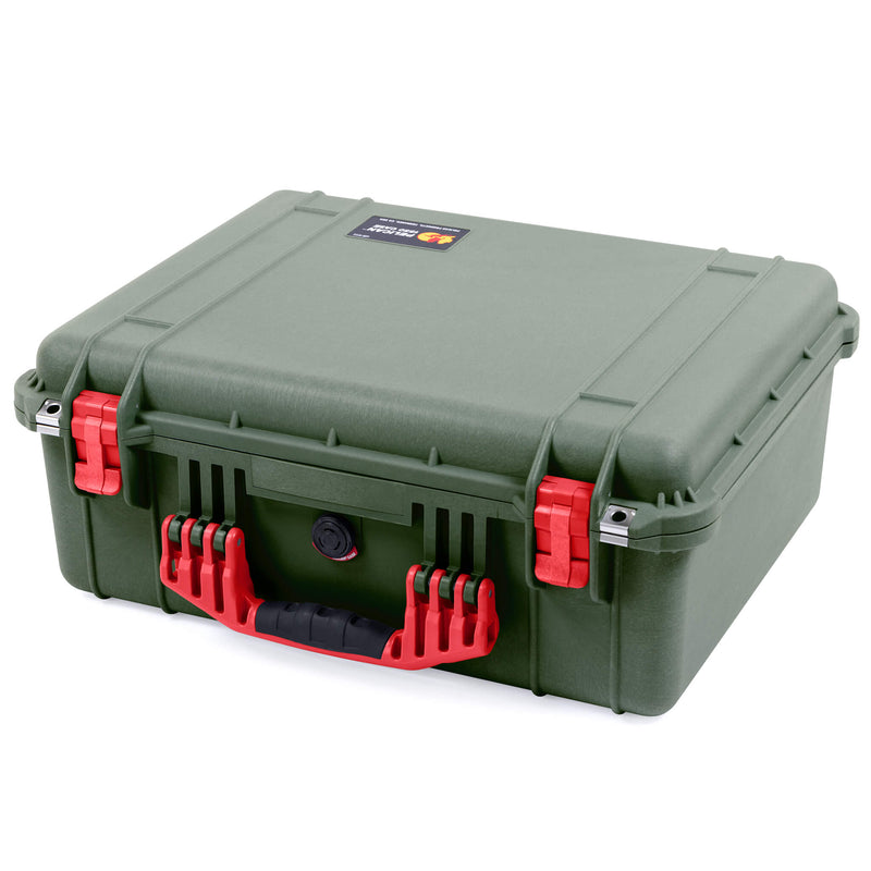 Pelican 1550 Case, OD Green with Red Handle & Latches ColorCase 