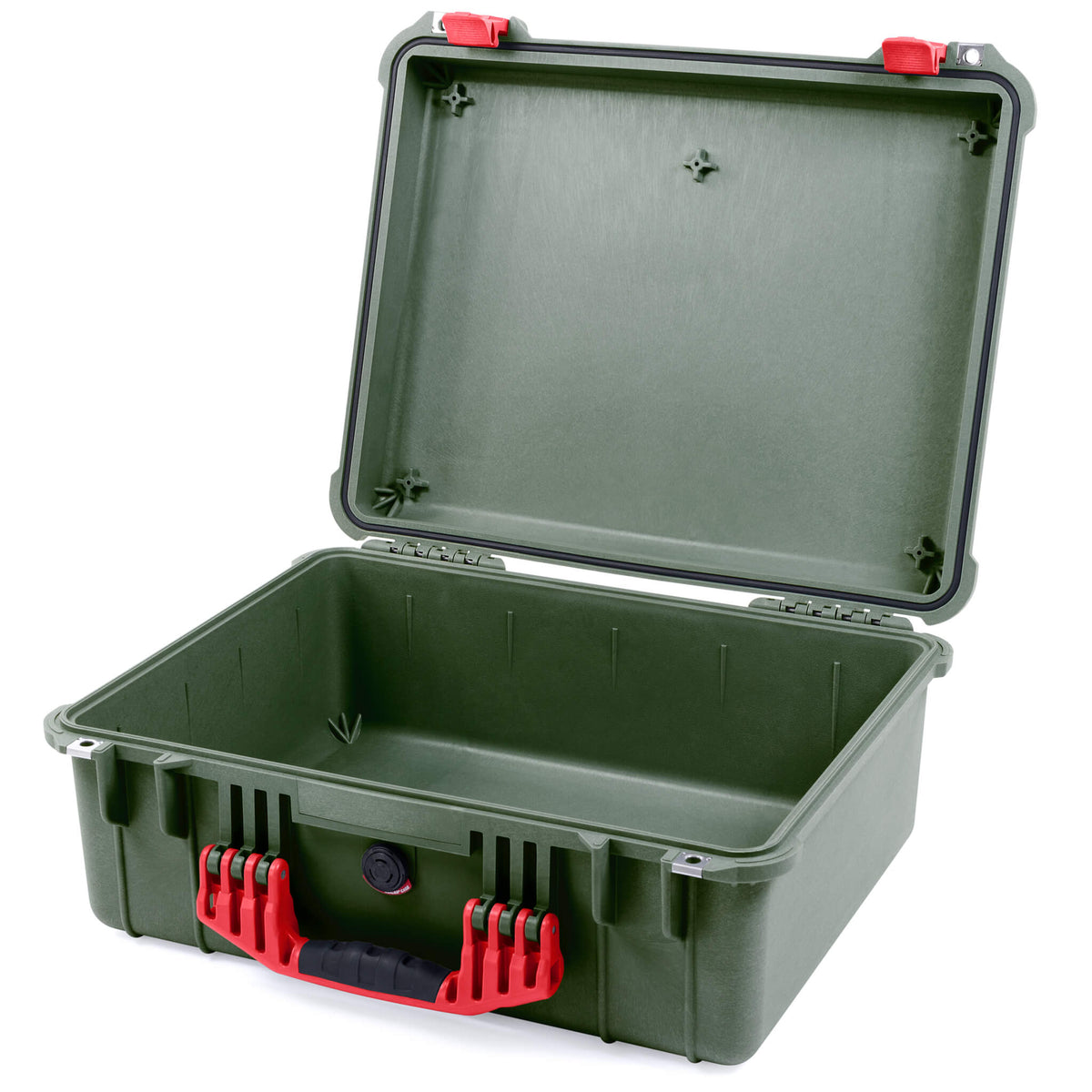 Pelican 1550 Case, OD Green with Red Handle &amp; Latches None (Case Only) ColorCase 015500-0000-130-320