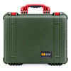 Pelican 1550 Case, OD Green with Red Handle & Latches ColorCase