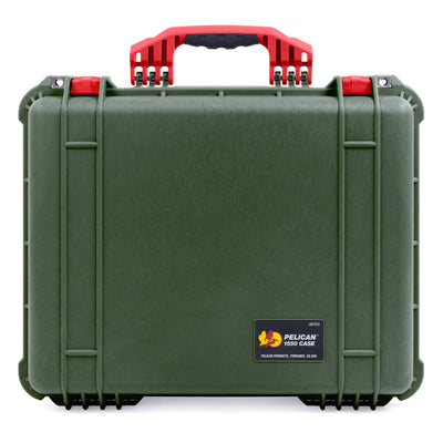 Pelican 1550 Case, OD Green with Red Handle & Latches ColorCase
