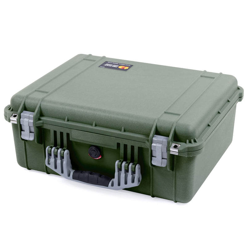 Pelican 1550 Case, OD Green with Silver Handle & Latches ColorCase 