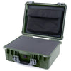 Pelican 1550 Case, OD Green with Silver Handle & Latches Pick & Pluck Foam with Computer Pouch ColorCase 015500-0201-130-180