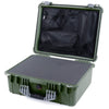Pelican 1550 Case, OD Green with Silver Handle & Latches Pick & Pluck Foam with Mesh Lid Organizer ColorCase 015500-0101-130-180