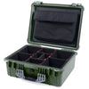 Pelican 1550 Case, OD Green with Silver Handle & Latches TrekPak Divider System with Computer Pouch ColorCase 015500-0220-130-180