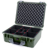 Pelican 1550 Case, OD Green with Silver Handle & Latches TrekPak Divider System with Convolute Lid Foam ColorCase 015500-0020-130-180