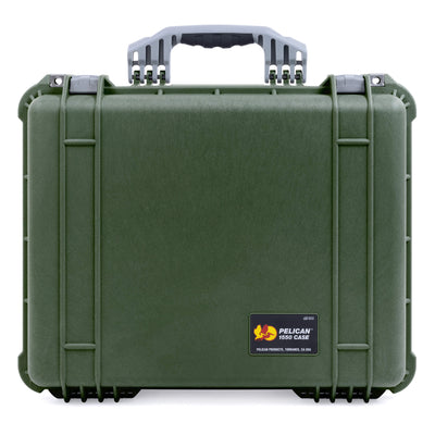 Pelican 1550 Case, OD Green with Silver Handle & Latches ColorCase