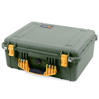 Pelican 1550 Case, OD Green with Yellow Handle & Latches ColorCase