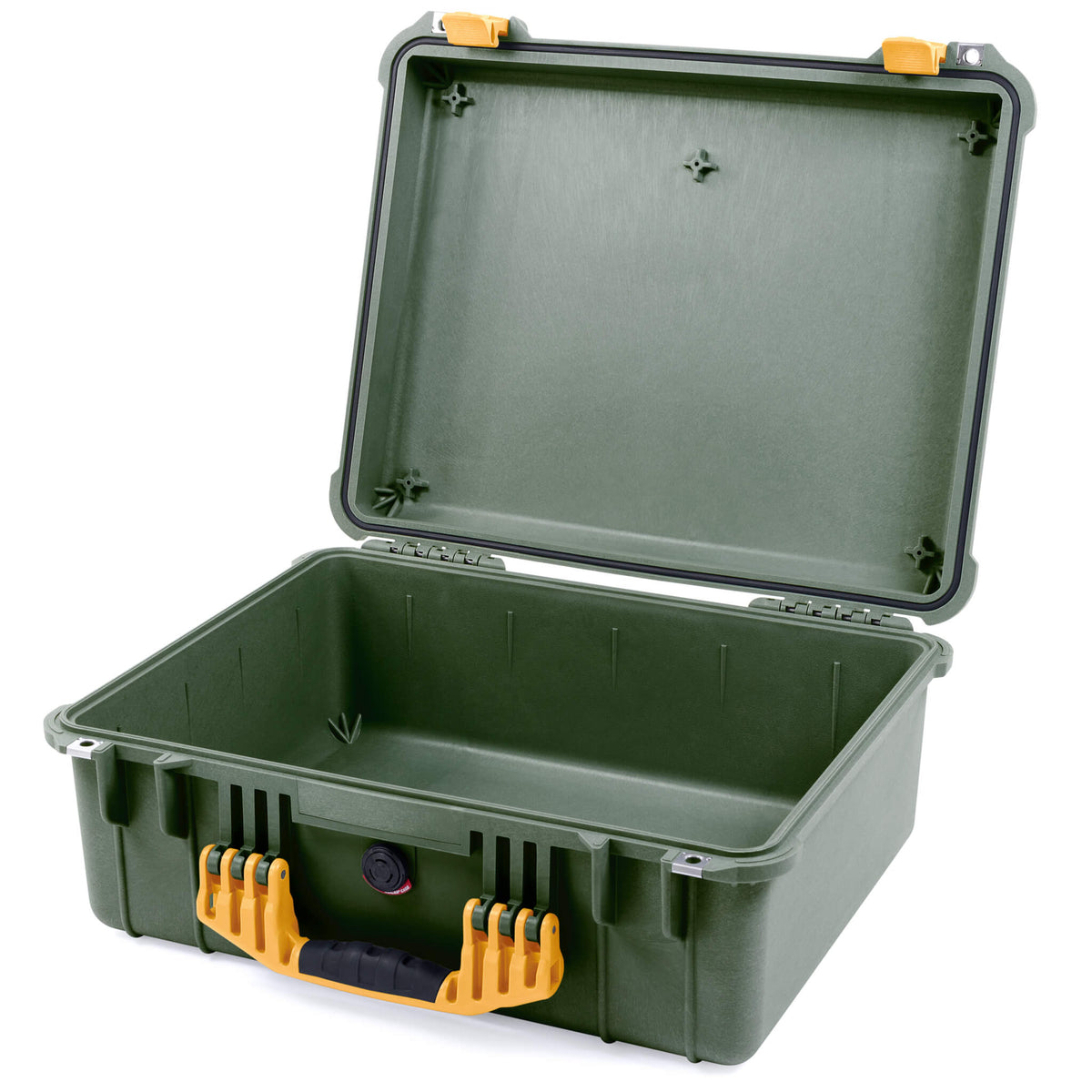 Pelican 1550 Case, OD Green with Yellow Handle &amp; Latches None (Case Only) ColorCase 015500-0000-130-240