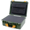 Pelican 1550 Case, OD Green with Yellow Handle & Latches Pick & Pluck Foam with Computer Pouch ColorCase 015500-0201-130-240