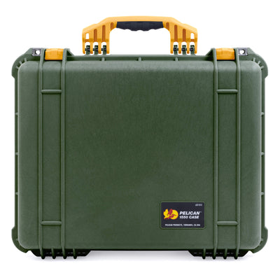Pelican 1550 Case, OD Green with Yellow Handle & Latches ColorCase