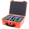 Pelican 1550 Case, Orange with Black Handle & Latches Gray Padded Microfiber Dividers with Convolute Lid Foam ColorCase 015500-0070-150-110