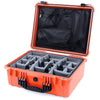 Pelican 1550 Case, Orange with Black Handle & Latches Gray Padded Microfiber Dividers with Mesh Lid Organizer ColorCase 015500-0170-150-110