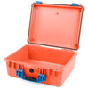 Pelican 1550 Case, Orange with Blue Handle & Latches None (Case Only) ColorCase 015500-0000-150-120